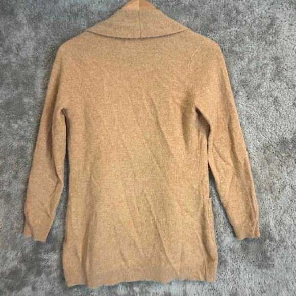 Rachel Zoe Camel Brown Cashmere Open Cardigan Sweater Longline PXS XS Petite - Picture 2 of 10